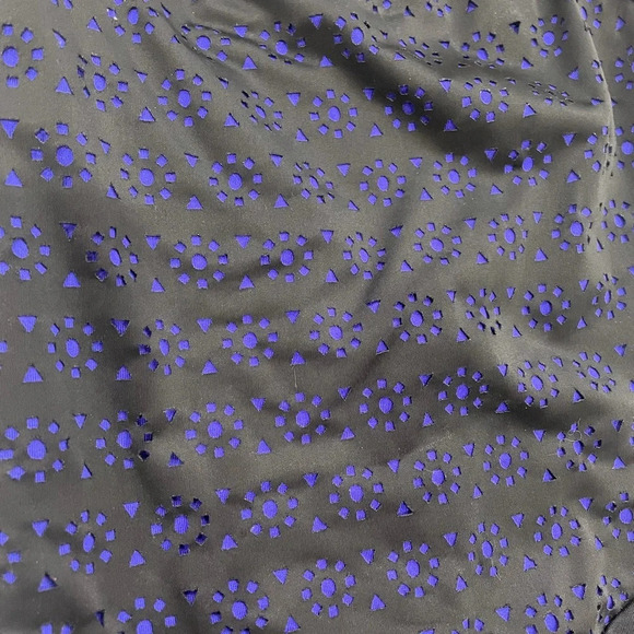 Motionwear Leotard Black with Blue Geometric Cutouts Size MA Medium Adult - Picture 3 of 6